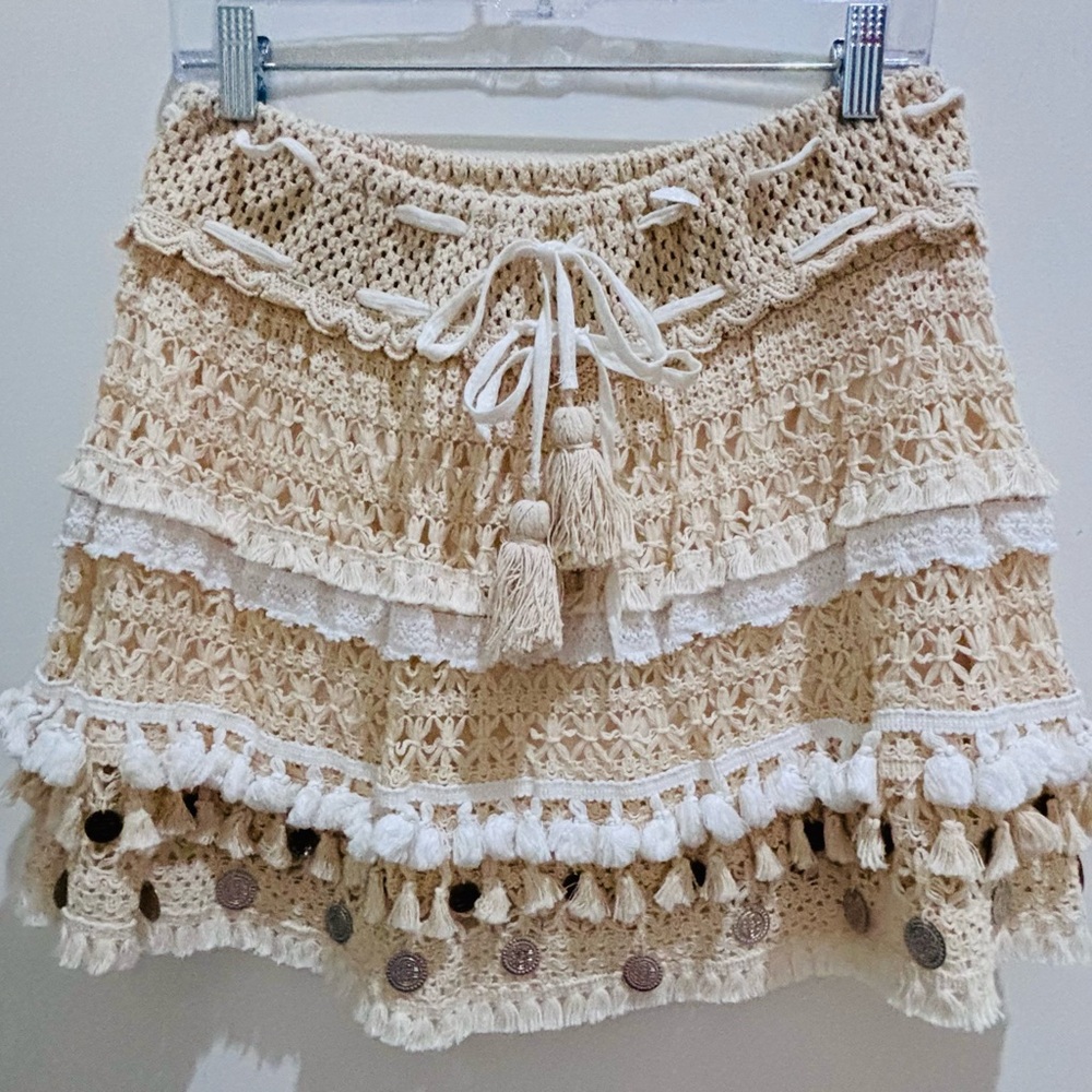 Surf Gypsy Cream Crochet Mini Skirt